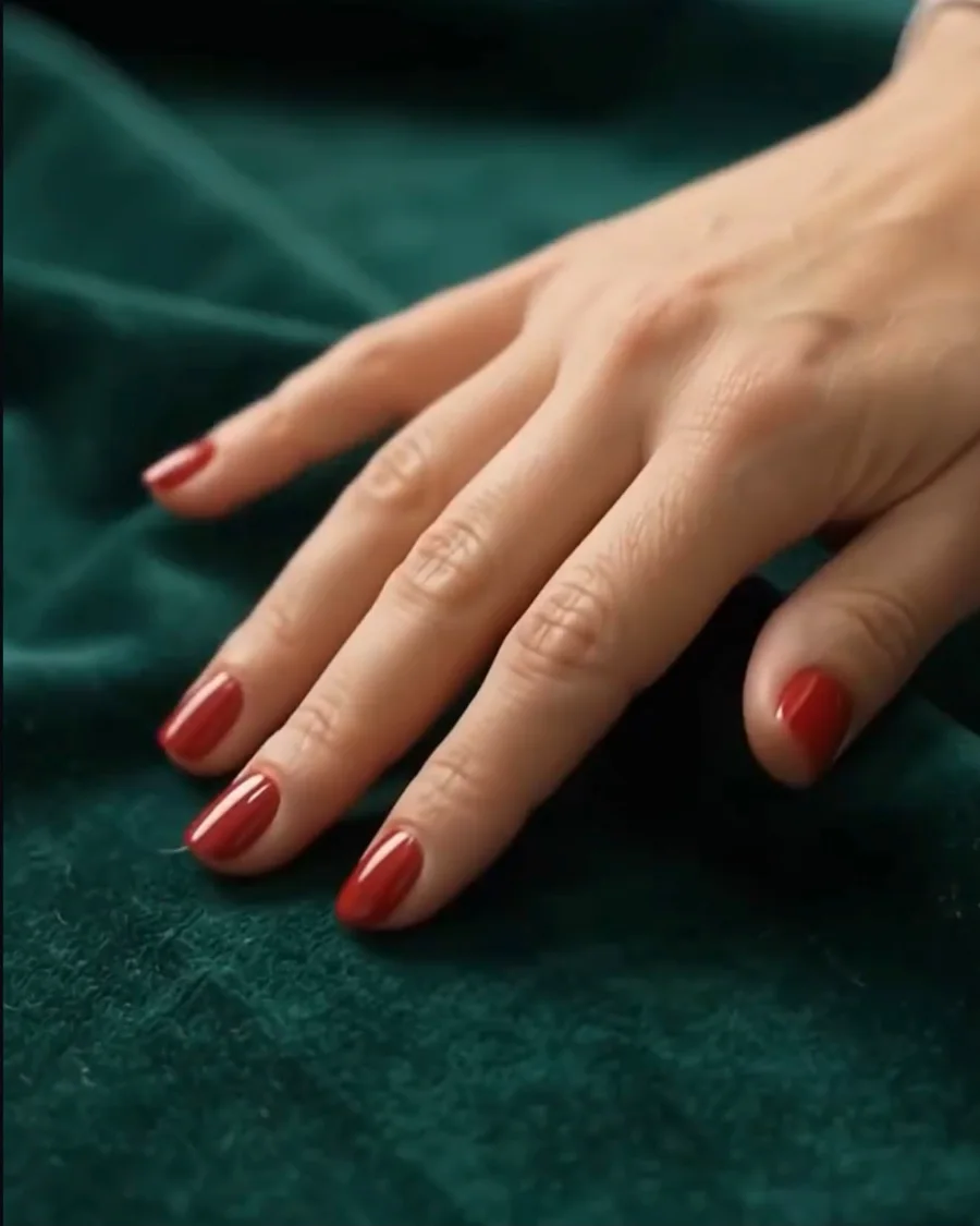 Hand resting on soft green fabric